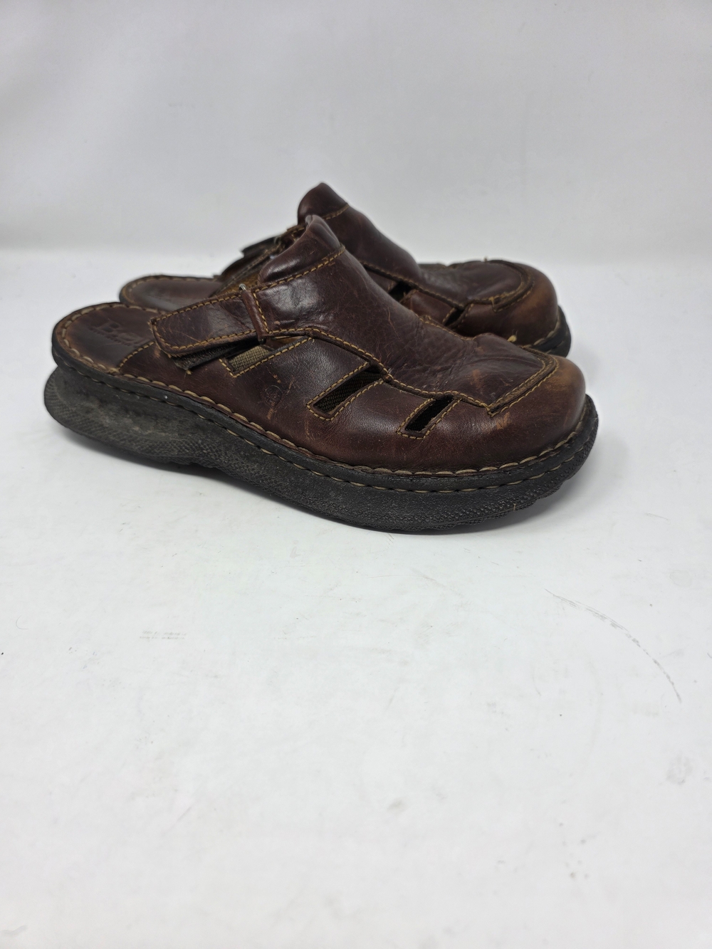Born Chunky Platform Brown Leather Slide Clogs Sandals Women's Size 8 M